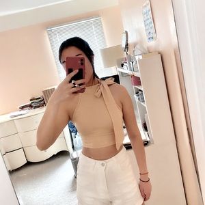 NEW Tan Halter Tie Top